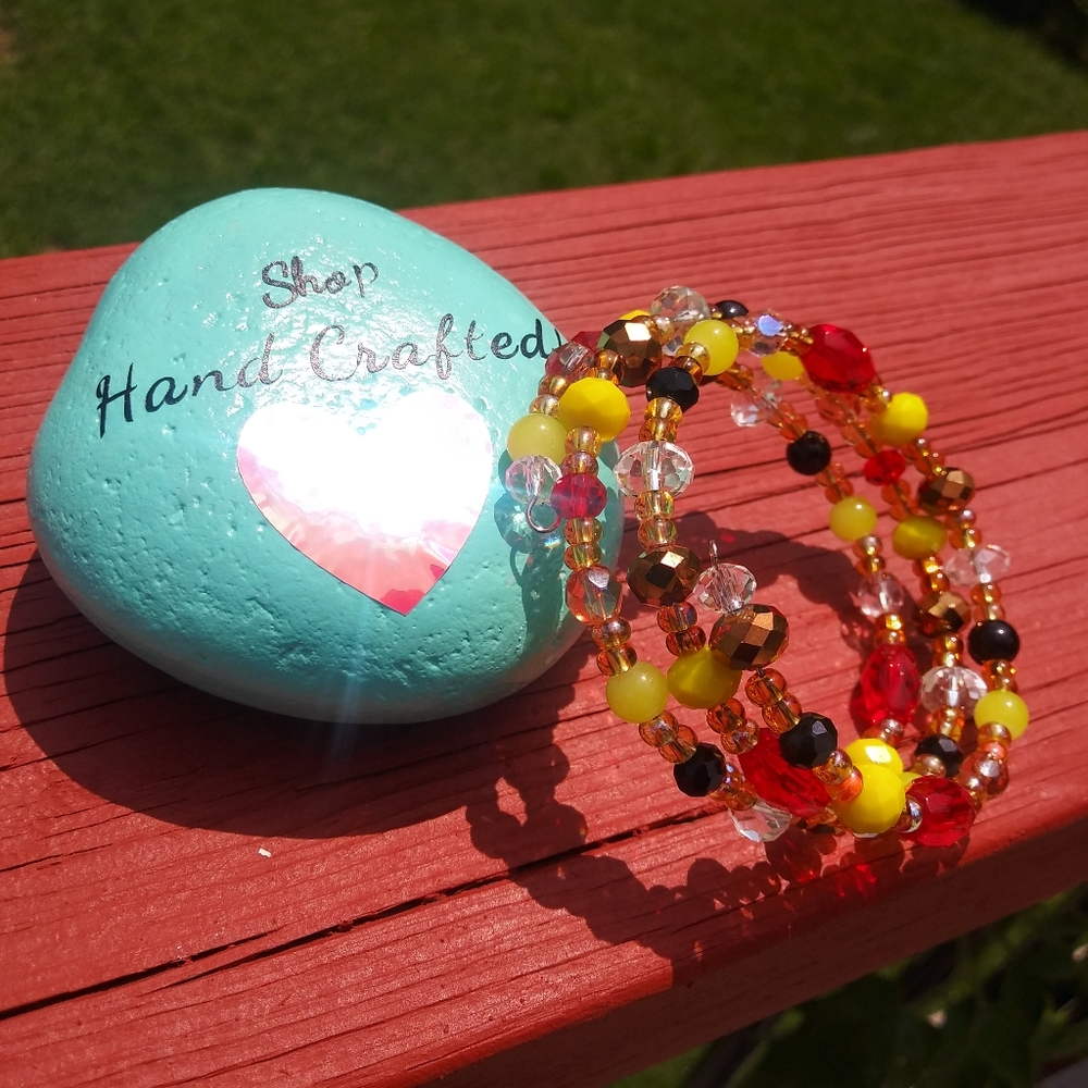 NEW Beaded Bracelet Red Chiefs Gold Love Handmade Taylor Swift Vibes Artisan - Picture 15 of 15